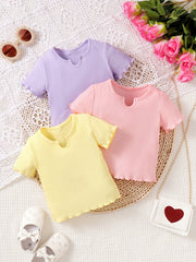 Baby Girls Ribbed Knit Colorful T shirt 3pcs Tee Tops