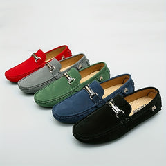 Men's Comfy Non-slip Loafer Moccasins w/ Metallic Decor
