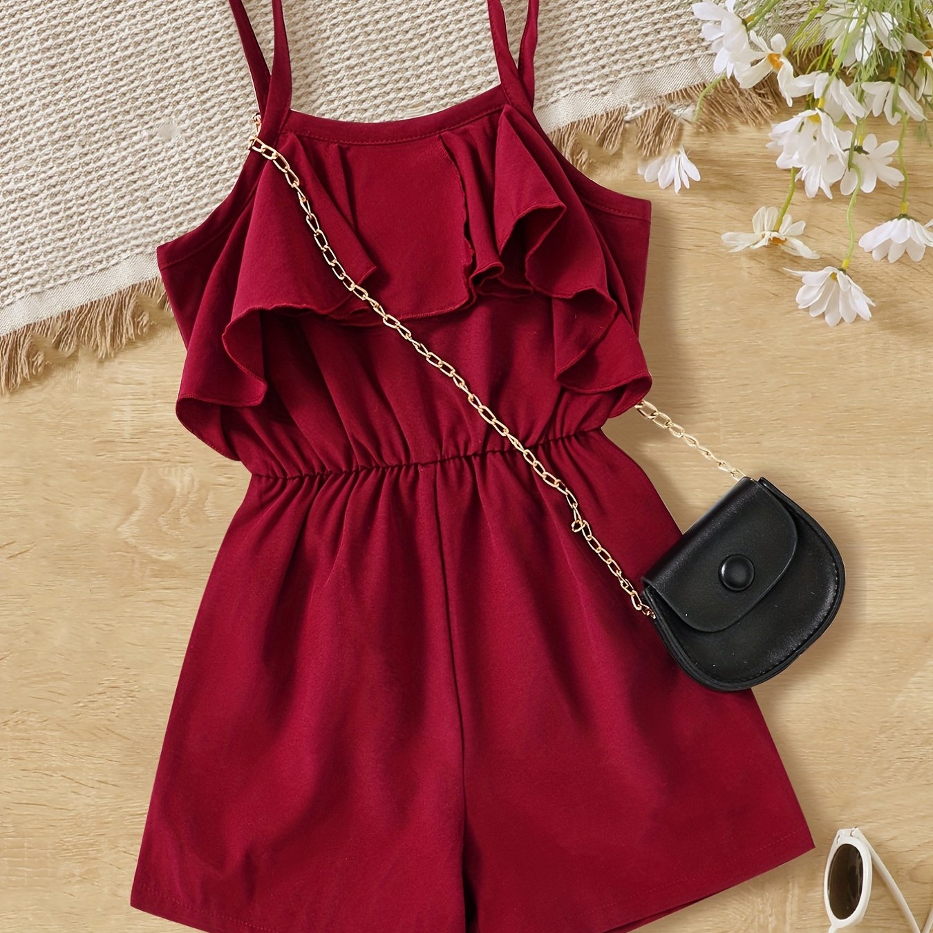 Girls Ruffled Off Shoulder Cami Jumpsuit Summer Clothing