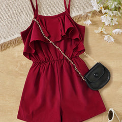 Girls Ruffled Off Shoulder Cami Jumpsuit Summer Clothing