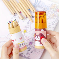 Bear Pencils Creative Stationery 8 Colored Pencils Long with Cover And Sharpener