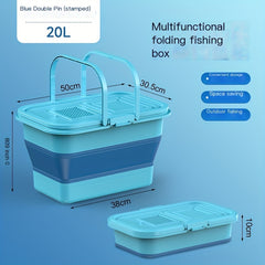 Foldable Fishing Bucket Portable Thicken Live Fish Barrel With Mesh Fishing Tack