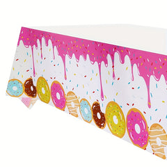 Donut Dessert Theme Table Cover for Birthday Party Decorations