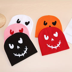 Funny Expression Knitted Hat with Pirate Skull Pattern