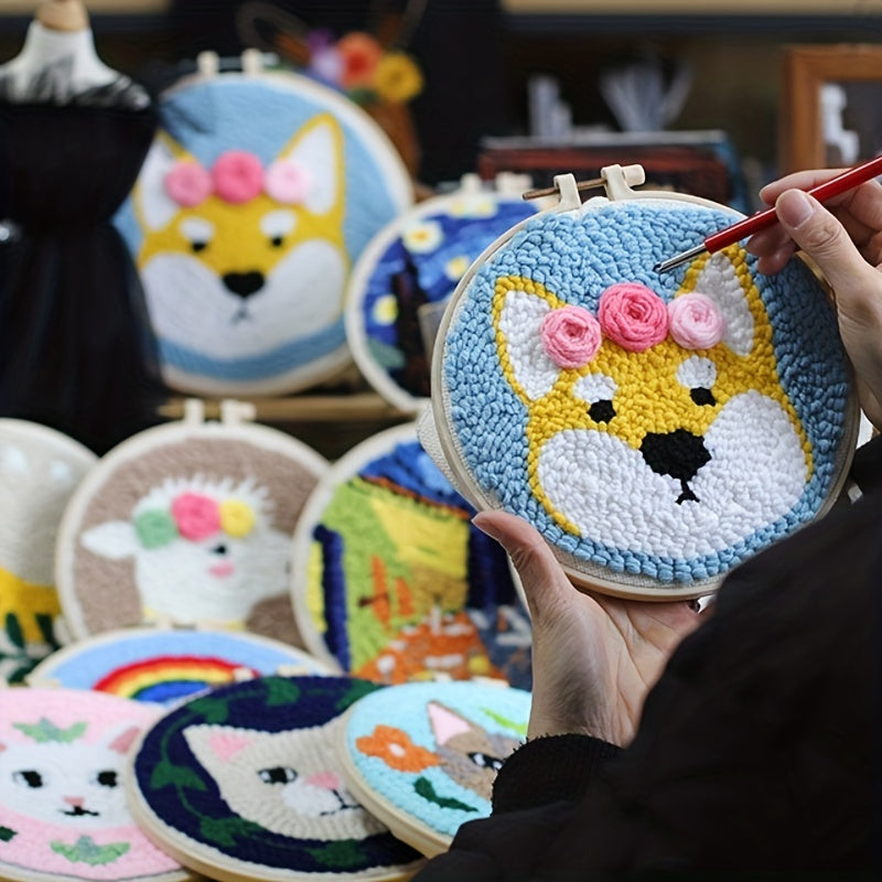 DIY Knitting Embroidery Kit Animal Pattern Starter Set