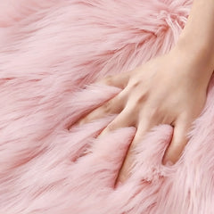 Pink Faux Wool Plush Mat for Living Room Coffee Table Sofa Rug