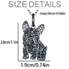 French Bulldog Rhinestone Pendant Necklace Pet Dog Jewelry