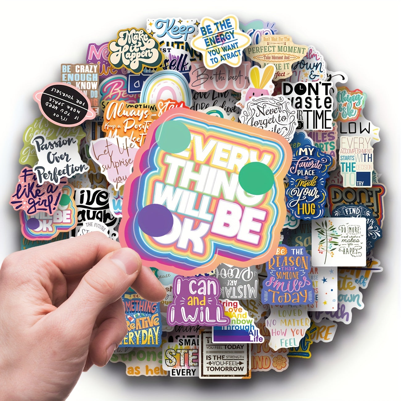 100pcs Positive Stickers Waterproof Vinyl Decals for Laptops Water Bottles