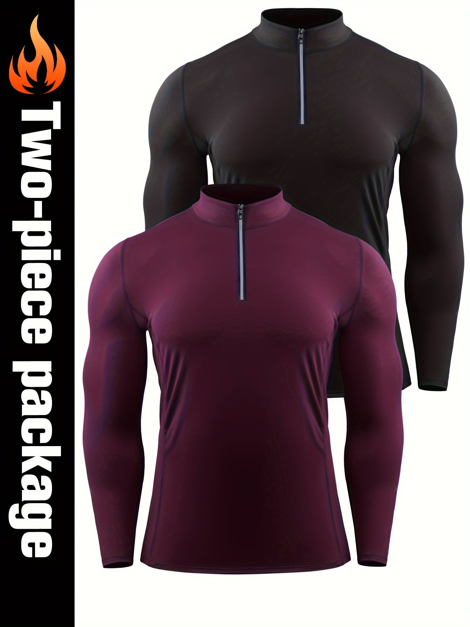 Men's Quick Drying Long Sleeve Shirt - High Stretch Crew Neck Undershirts
