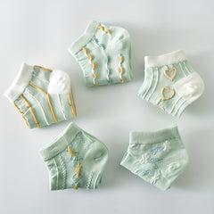 5 Pairs 3D Textured Short Socks Women's Stockings