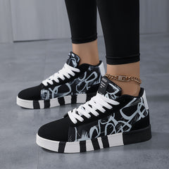 Graffiti Pattern High Top Flat Heighten Skate Shoes