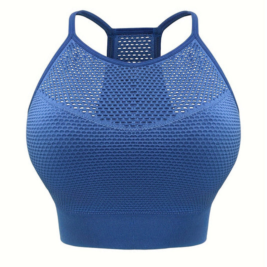 Sports Bra Women's Plus Solid Round Neck Medium Stretch Bra
