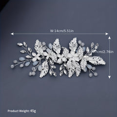 Bridal Hair Comb Silver Rhinestone Faux Pearl Wedding Accessory