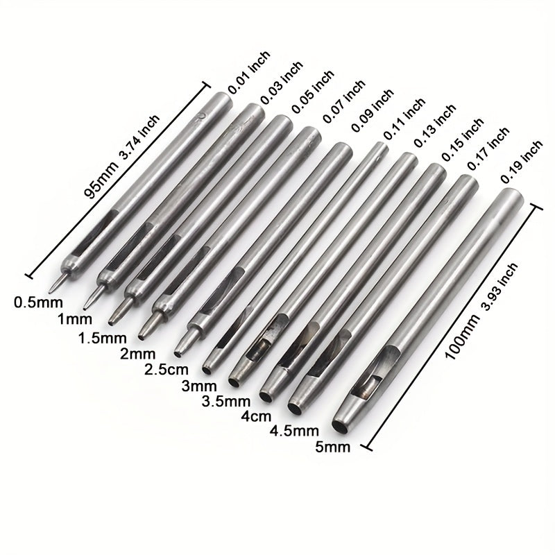 10pcs Leather Hole Punch Cutter Set Leather Working Tools DIY Craft Tool Kit
