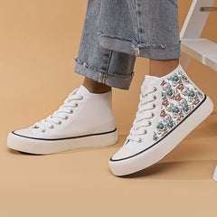 Stylish Frog Pattern High Top Sneakers for Women