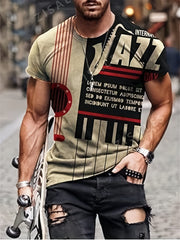 Men's Jazz Instrument Graphic T Shirt for Summer Outdoor Wear