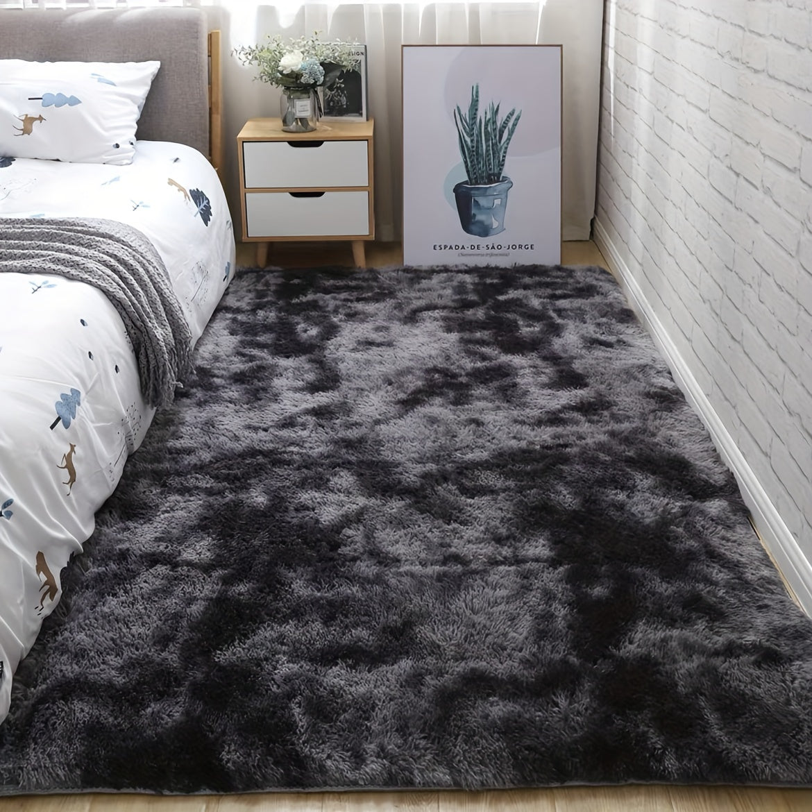 Soft Area Rugs Fluffy Shag Plush Tie Dyed Living Room Carpet