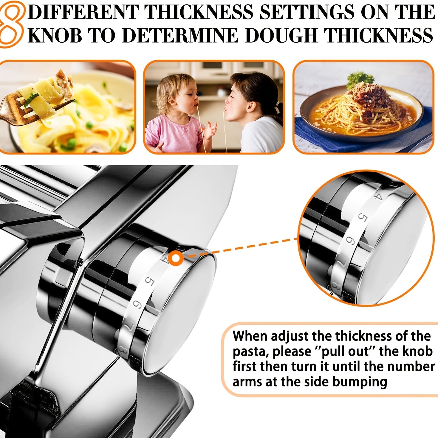 Adjustable Stainless Steel Pasta Maker with Hand Crank