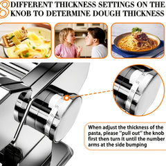 Adjustable Stainless Steel Pasta Maker with Hand Crank