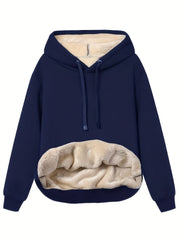 Solid Kangaroo Pocket Hoodie Long Sleeve for Fall & Winter