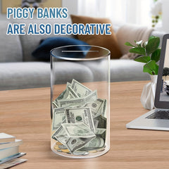 Transparent Acrylic Cylinder Piggy Bank