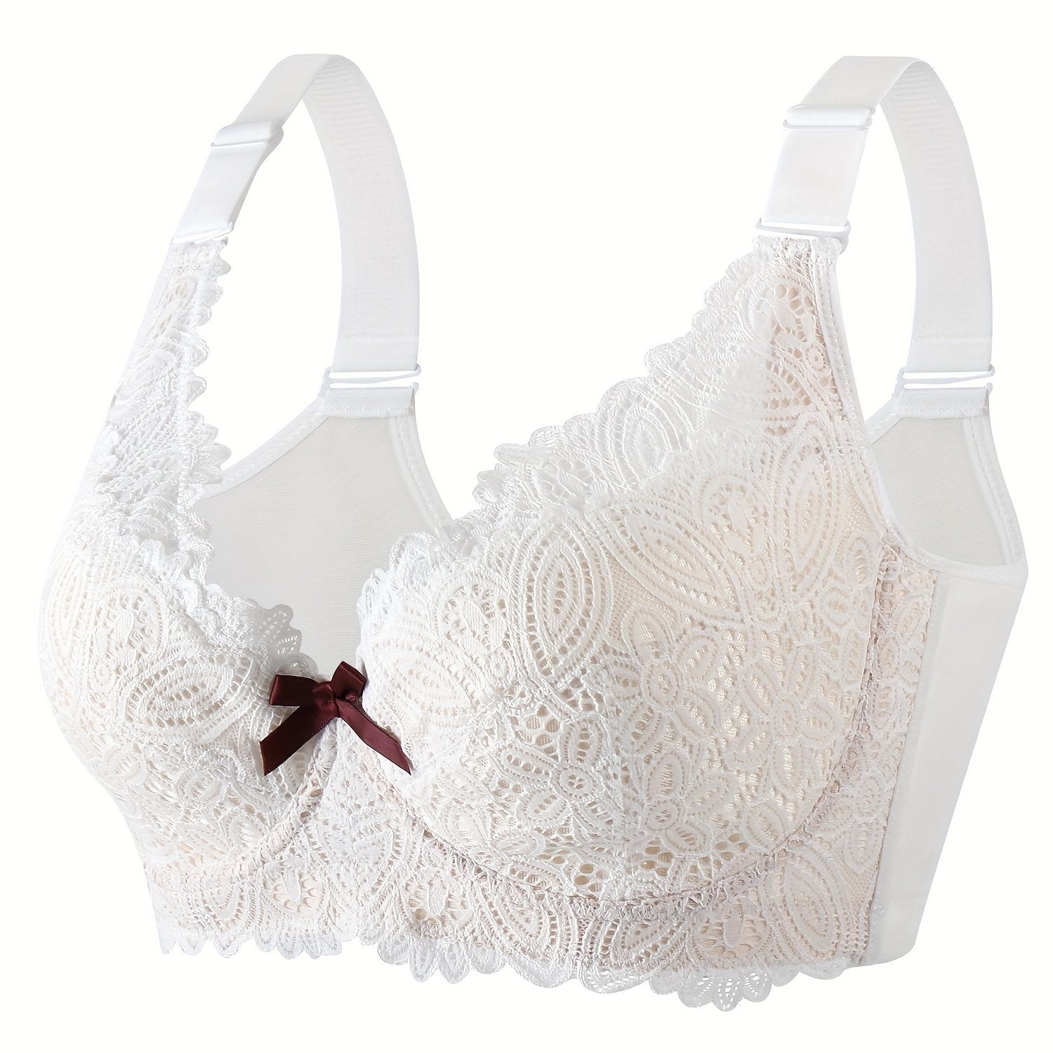 Floral Jacquard Lace Push Up Bra Plus Size