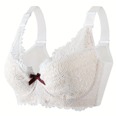 Floral Jacquard Lace Push Up Bra Plus Size