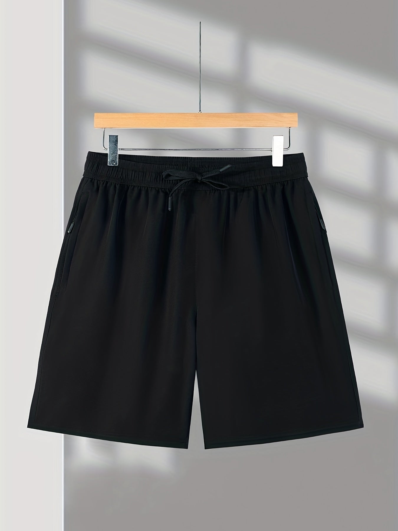 Men's Solid Shorts Pockets Elastic Waist Drawstring Summer Beach Lounge