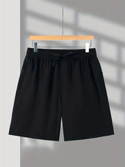 Men's Solid Shorts Pockets Elastic Waist Drawstring Summer Beach Lounge
