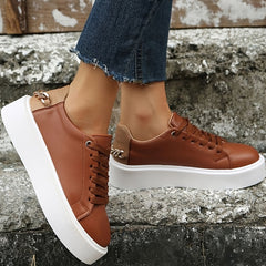 Platform Sports Sneakers Chain Decor Thick Sole Running Shoes Women's Footwear