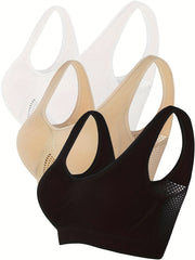 3pcs Hollow Out Sports Bra High Stretch Yoga Fitness Bra