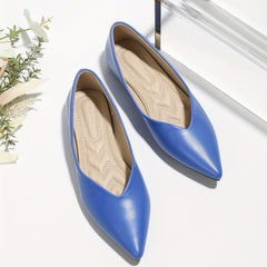 Women's Pointed Toe Flat Shoes Soft Sole Faux Leather Casual Ballet Flats