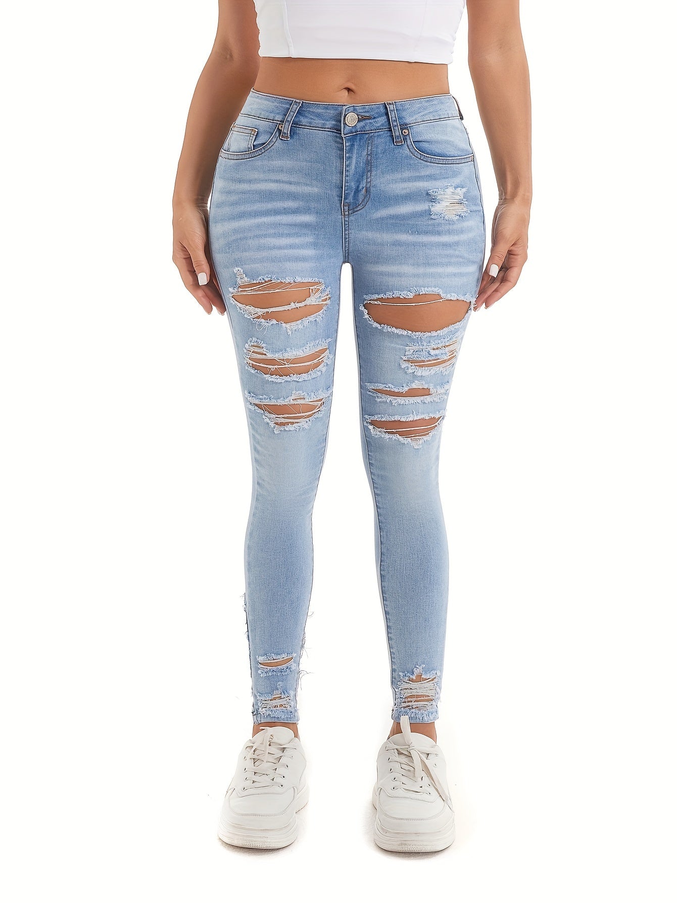 Ripped High Rise Skinny Jeans