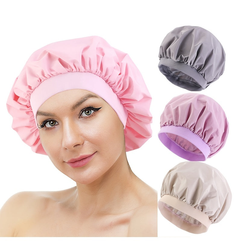 Waterproof Reusable Women's Shower Cap Double Hair Cap PEVA Lined