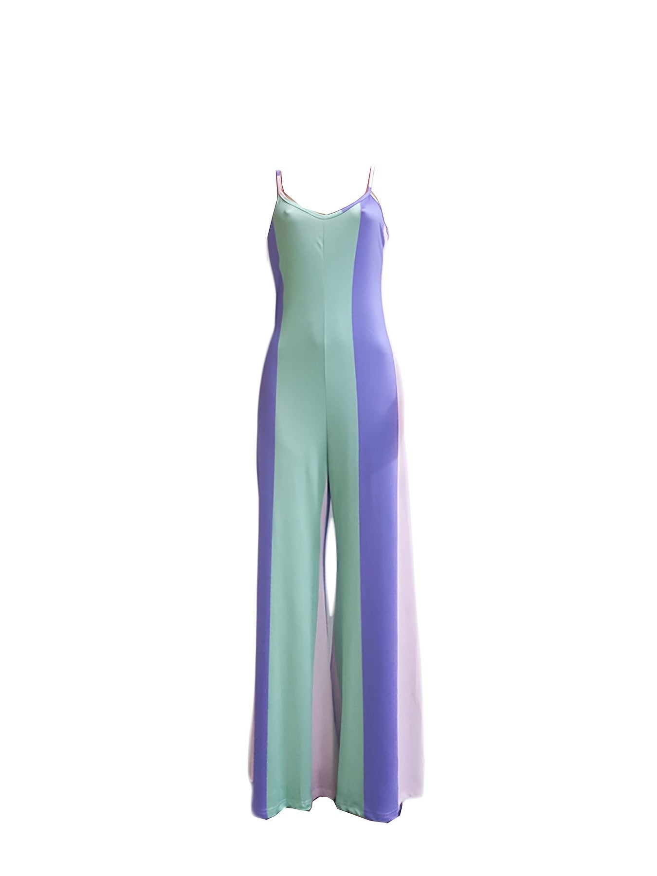 Colorblock Loose Fit Cami Wide Leg Jumpsuit Plus Size