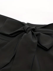 Solid Bow Knot A-line Skirt