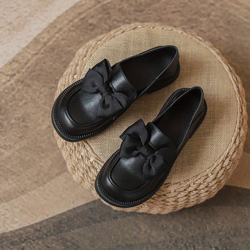 Women's Chunky Loafers British Style Slip On Shoes Lightweight Solid Shoes