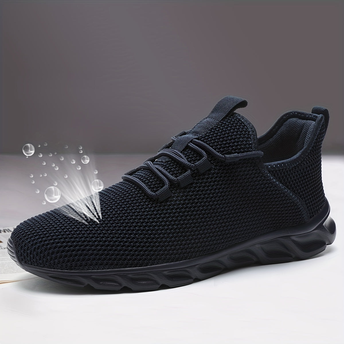 Men's Breathable Knit Lace-Up Sneakers