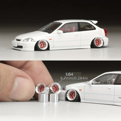 1:64 Scale Static Model Car for Modification Assembly Style All Metal Wheel Hub