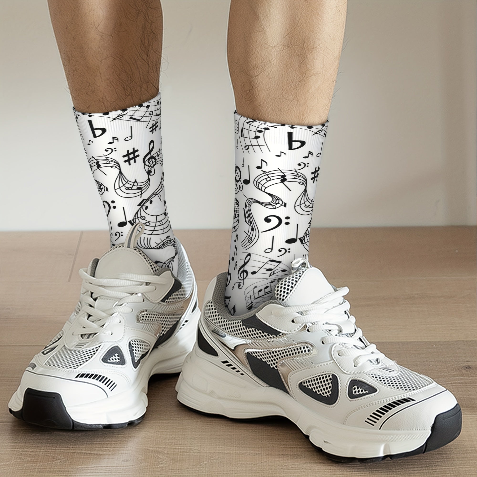 Music Notes Vintage Socks Street Novelty Crew Socks Hip Hop Socks