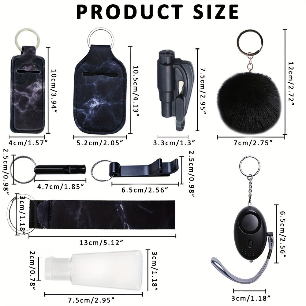 9pcs Women's Safety Keychain Set with Personal Alarm