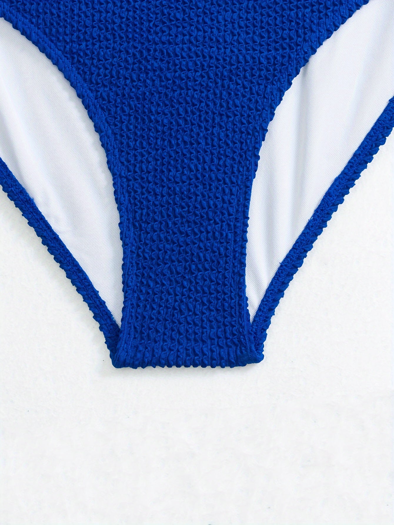 Bikini Set Solid Textured Ring Linked Bra & Panty Swimsuit