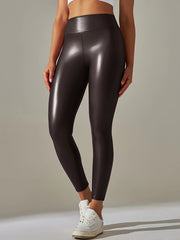 High Waist Foil Leggings for Running Yoga Fitness