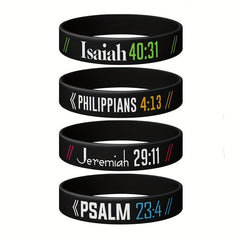 Inspirational Bible Bracelets Stretch Silicone Wristbands for Sports and Faith