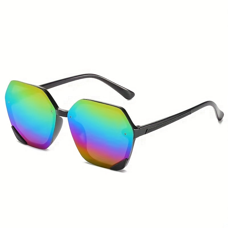 Polygonal Frame Sunglasses Colorful Ocean Piece Sunglasses