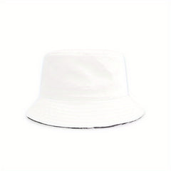 Unisex Wide Brim Sunshade Bucket Hat Coconut Tree Print Double Sided Sun Hat