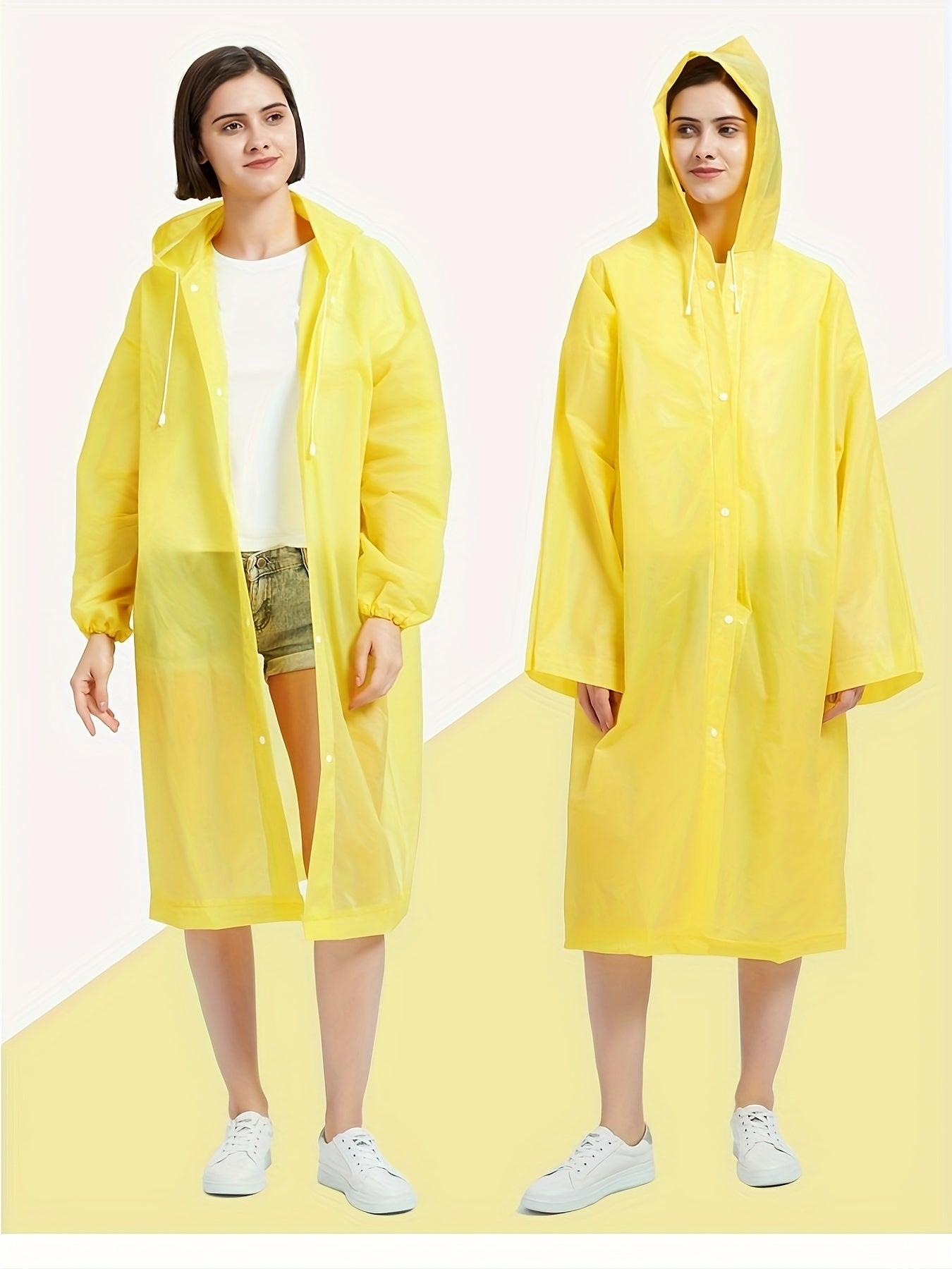 Thick PVC Waterproof Rain Pancho Hooded Raincoat