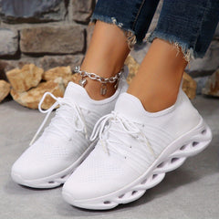 Women's Breathable Knit Sneakers Casual Lace Up Outdoor Shoes