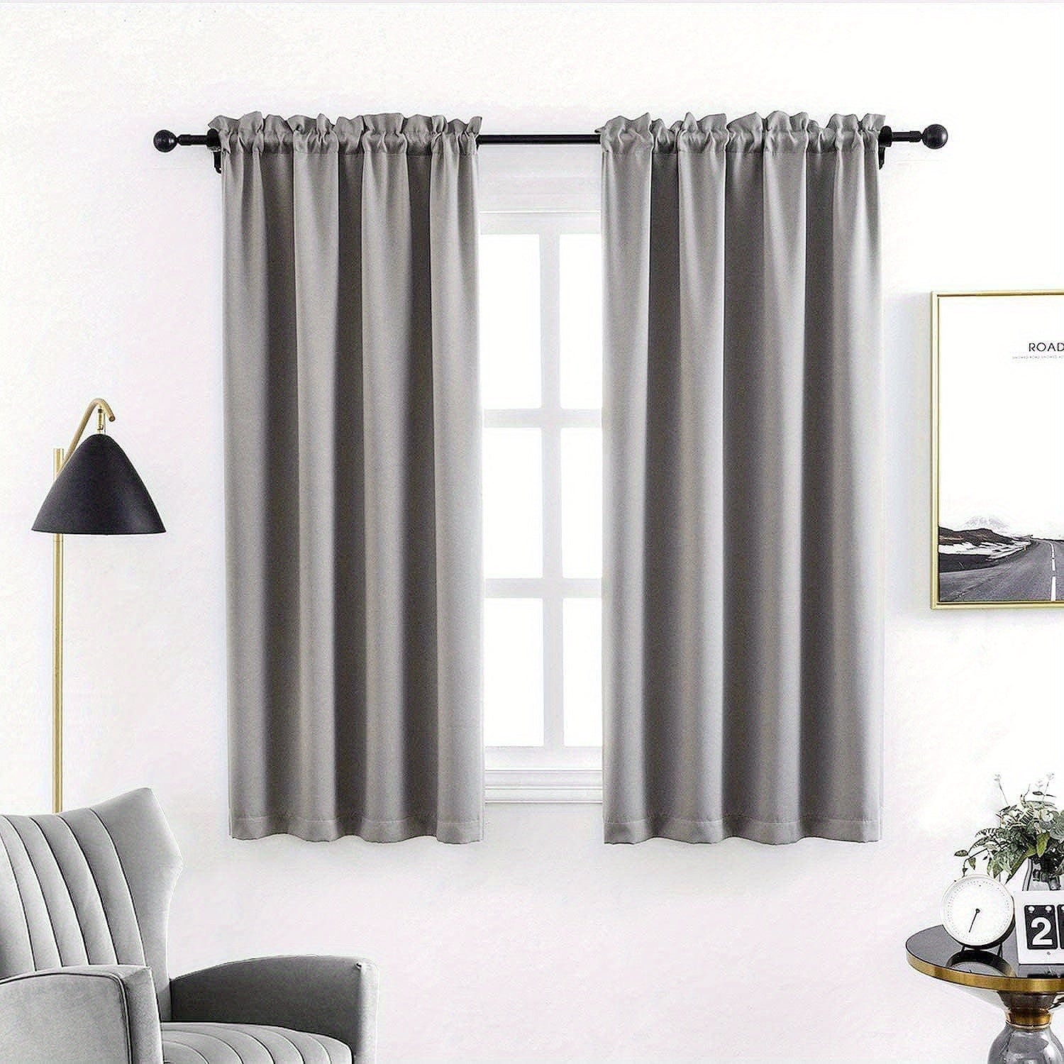 2pcs Blackout Curtains for Bedroom Soft Polyester Fabric with Rod Pocket