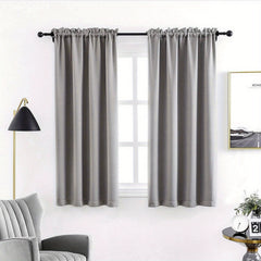 2pcs Blackout Curtains for Bedroom Soft Polyester Fabric with Rod Pocket
